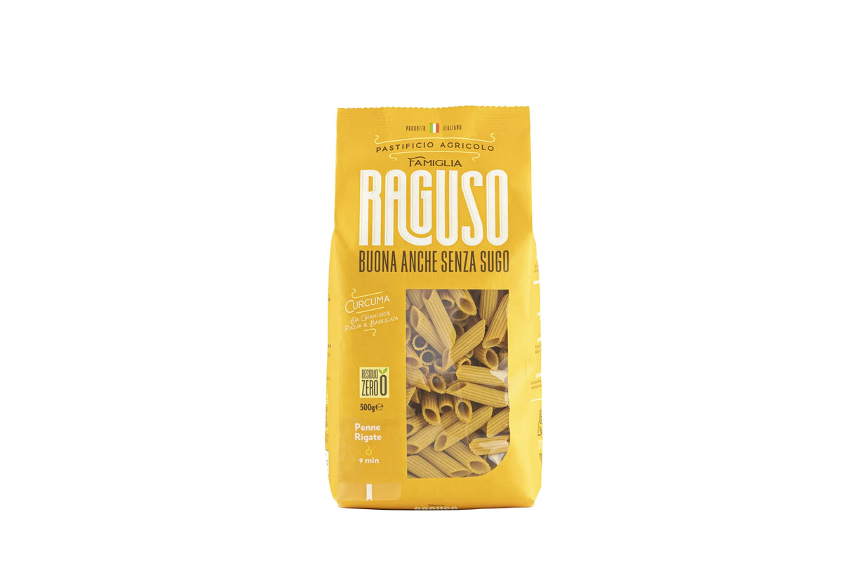 Penne rigate makaronai su ciberžole